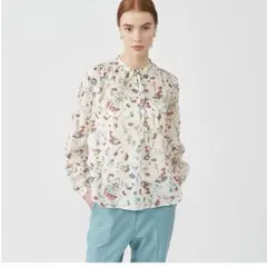 ワイルドフラワープリント ボウタイブラウス　トゥモローランド　ホワイト　36