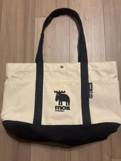moz モズ トートバッグ A4収納可 キャンバス ロゴ 北欧 ブラック×生成り