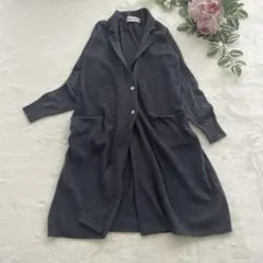 美品♡ミディウミ　ロングカーディガン　ウール混　グレー　柔らかニット