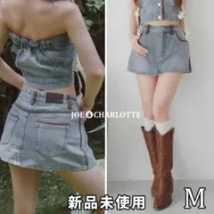 ダーリッチ darich スウェードパイピングデニムミニスカート ブルー M