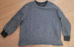 ストライプ バルーンスリーブ 長袖カットソー