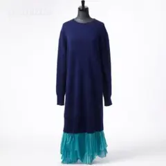 完売品】 ジェンヌ JENNE クラシックリッチフレアワンピース ネイビー