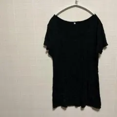 【伸縮性抜群】コットン混 ブラック Tシャツ L ゆったり