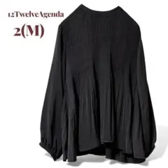 【美品】12TwelveAgenda プリーツデザイン 黒 長袖シャツ M 上品