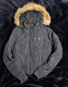 アバクロ 3Wayファー付きネイビーダウンジャケット S