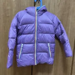 パープル ダウンコート フード付き