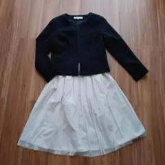 ベージュ系　膝下フレアスカート　ハリのある素材とチュールのリバーシブル　M相当