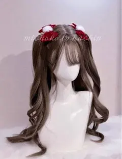 クリスマスベルベットリボンカチューシャヘアピン（2個セット）wine red