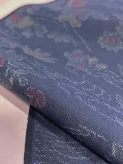 M026 アンティーク　紺系 紬風 洗い張りハギレ　ハンドメイド　リメイク