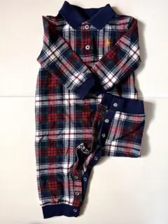 ラルフローレン／POLO／長袖ロンパース／チェック柄／6M／70cm／ポロシャツ