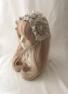 桜 ヘッドドレス カチューシャ 編み物 ハンドメイド 1点もの 春