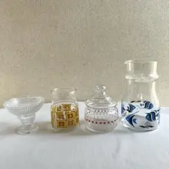 昭和レトロカラフルデザイン ガラス　キャンディポット　ピッチャー　アイスグラス