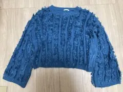 ニット セーター クロップド丈 S-Mサイズくらい ターコイズブルー
