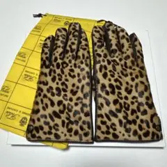 フェリージヒョウ柄レザー手袋 イタリア製