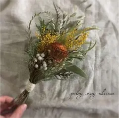ドライアンドラとミモザで春を楽しむ アンティーク スワッグ ドライフラワー