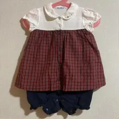 【最終値下げ】familiar チェック柄ロンパース 80 ファミリア