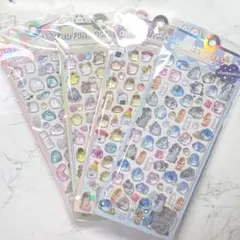 3Dシール ぷっくり たべもの どうぶつ おばけ 4点セット