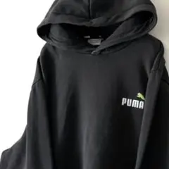 プーマ PUMA 刺繍 ロゴ 刺繍 プルオーバー パーカー L ブラック黒古着