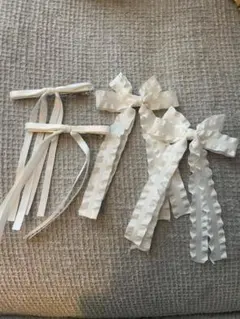 ホワイトリボンヘアピン3個セット