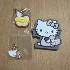 ハローキティ 3点セット ラバースタンド メダルチャーム お名前ホルダー