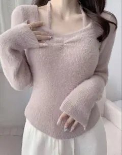 女性用リソッドカラー 長袖プリーツタートルネックカジュアルセーター
