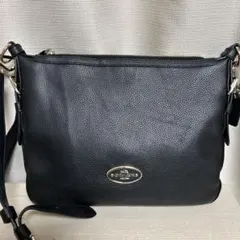 COACH ブラックレザーショルダーバッグ　コーチ
