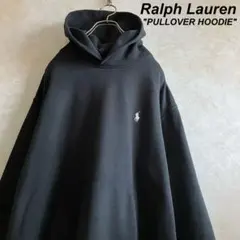 古着 ラルフローレン ポニー刺繍ロゴ プルオーバーパーカー 黒 XL