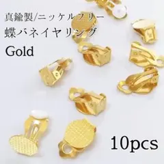 【10個】真鍮製/ニッケルフリー 蝶バネイヤリング ゴールド