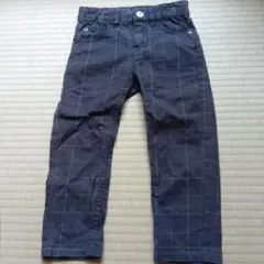 ダークグレー チェック柄 長ズボン 100cm
