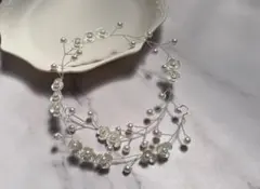 ヘッドドレス パール 花モチーフ