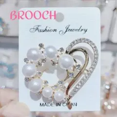 ブローチ ハート パール 卒業式 入学式 パーティー ゴールド
