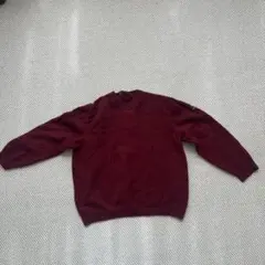 バーガンディ クルーネック ニットセーター