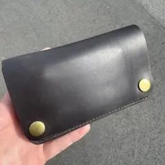 ミドル トラッカーウォレット 国産ヌメ革 3層 総手縫 茶芯 真鍮金具