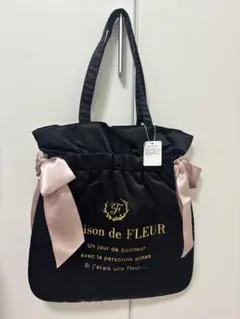 Maison de FLEUR 11周年 ダブルリボン トートバッグ　ブラック