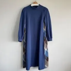 美品 BLUE LABEL CRESTBRIDGEサイドチェック ポンチ ドレス