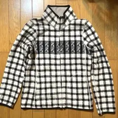 美品＊ユニクロ＊フリースジャケット＊ホワイト・ブラックチェック＊リバーシブル＊M