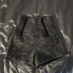 ハイウエスト ツイード風ショートパンツ