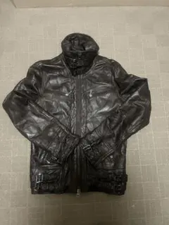 ダークブラウン レザー ジャケット　お兄系