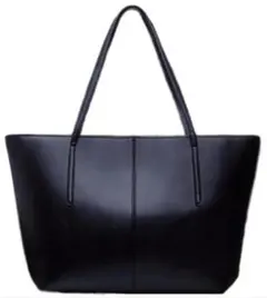 トートバッグ・横タイプ 手提げ 小物入れ ファスナー付（ブラック・黒）