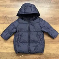 ユニクロ ベビー ダウン アウター 90 ネイビー フード付き 上着