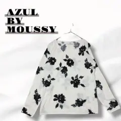 アズールバイマウジー 長袖ニット L 花柄セーター Vネック ゆったり6034☆