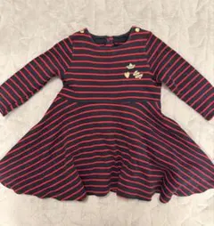 プチバトー ミラレボーダー ワンピース 86cm 24m 赤 紺 ネイビー