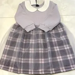 【新品】crescentラベンダー チェック柄 ワンピース 90cm