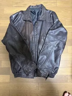 90s ダークブラウン レザー ジャケット L 本革