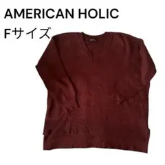 ⭐️AMERICAN HOLIC バーガンディ Vネックニット Fサイズ