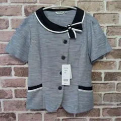 新品✨SELERY リボン付き事務服 9号 半袖 オーバーブラウスのサムネイル