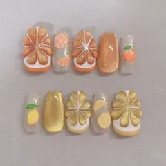 ネイルチップ 個性派ネイル ニュアンス 果物ネイル ぷっくり マグネットフルーツ