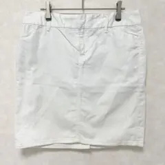 デニムスカート タイト ストレッチ バックスリット入り 夏服 ホワイト 白 XL