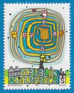 2613 オーストリア フンデルトヴァッサー『らせんの木』1種完1975年