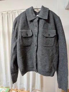 ZARA ニットジャケット グレー S シャツジャケット カーディガン